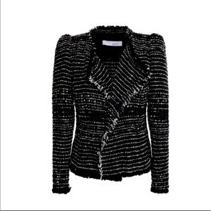 IRO Diana Black Tweed Open front Jacket 42